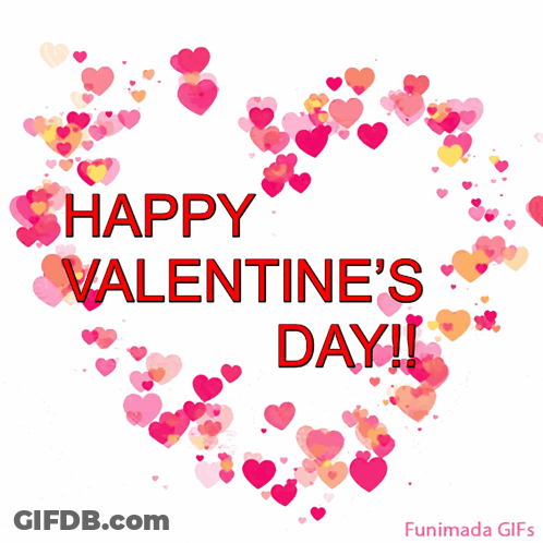 A Happy Valentine 'S Day Greeting Card With Hearts In The Shape Of A Heart GIF