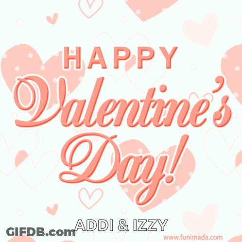 A Happy Valentine 'S Day Greeting Card With Pink Hearts GIF