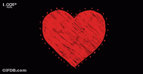 A Happy Valentine 'S Day Greeting With A Red Heart On A Black Background GIF