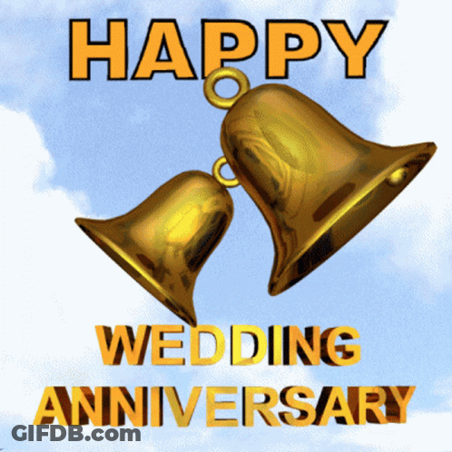 A Happy Wedding Anniversary Greeting Card With Bells GIF