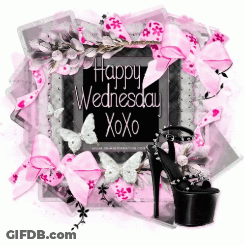 A Happy Wednesday Greeting Card With A Picture Of A High Heel GIF