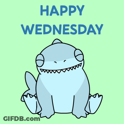 A Happy Wednesday Message With A Cartoon Shark GIF