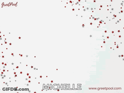 A Happy Work Anniversary Card With The Name Michelle GIF