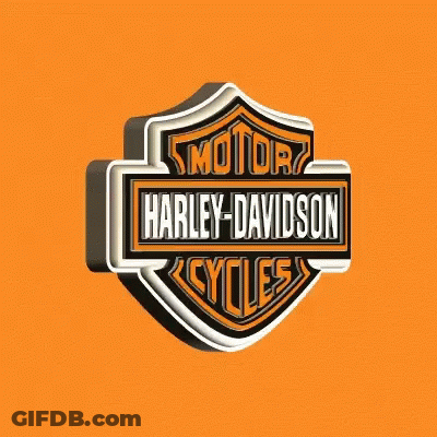 A Harley Davidson Logo Is On A Orange Background GIF