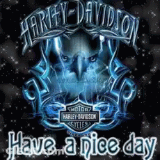 A Harley Davidson Logo That Says Have A Nice Day On It GIF