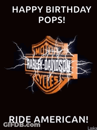 A Harley Davidson Logo With Lightning Bolts Behind It GIF