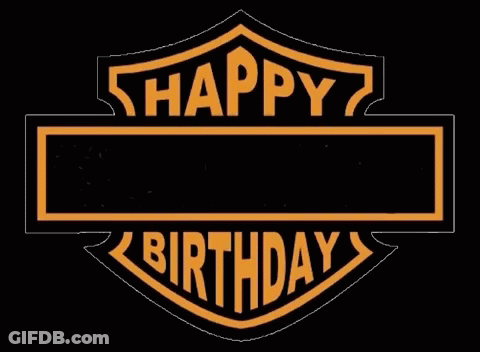 A Harley Davidson Logo With The Words Happy Earl Poochie Staten Birthday GIF
