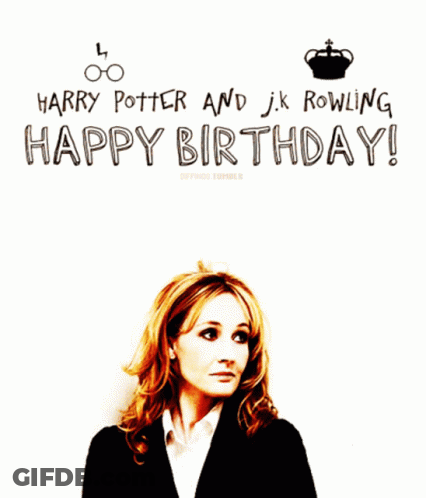 A Harry Potter And J.k. Rowling Happy Birthday Card GIF