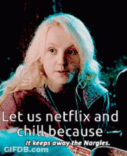 A Harry Potter Poster That Says Let Us Netflix And Chill GIF