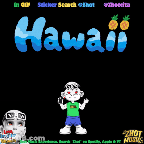 A Hawaii Sticker With A Monkey Wearing Sunglasses GIF