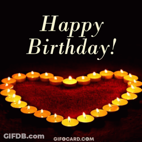 A Heart Made Of Candles With The Words Happy Birthday GIF
