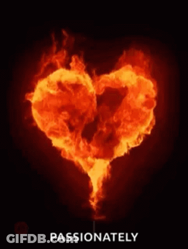 A Heart Made Of Fire With The Words Passionately Written Below It GIF
