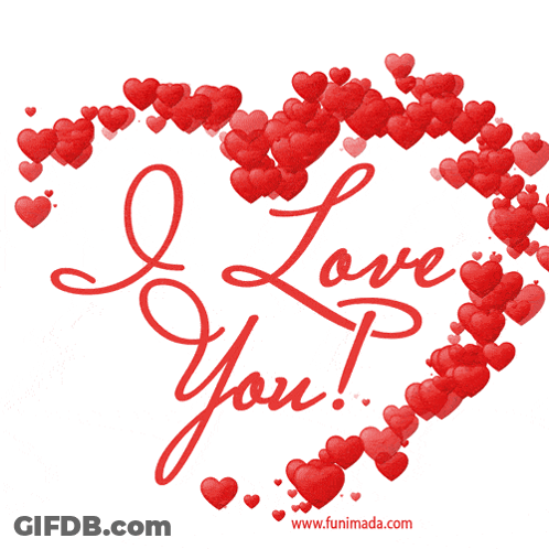 A Heart Made Of Red Hearts With The Words " I Love You " On It GIF