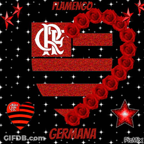 A Heart Made Of Red Roses With Flamengo Germania Written On The Bottom GIF