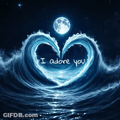 Wave Heart Saying I Adore You GIF
