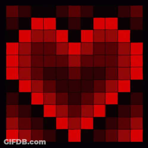 A Heart Made Out Of Red Squares With A Black Background GIF
