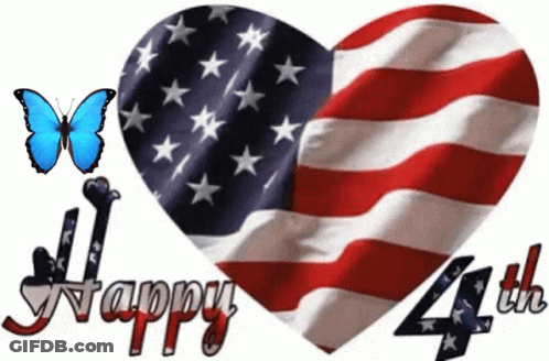 A Heart Shaped American Flag With The Words Happy 4Th GIF