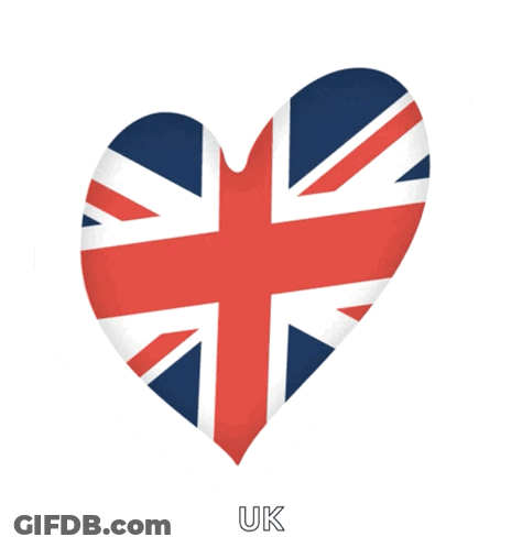 A Heart Shaped British Flag With The Word Uk Below It GIF