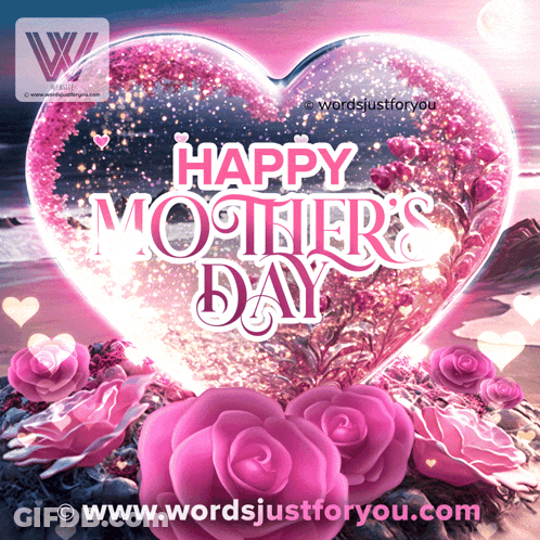 A Heart Shaped Globe With The Words Happy Mother 'S Day Written Inside GIF