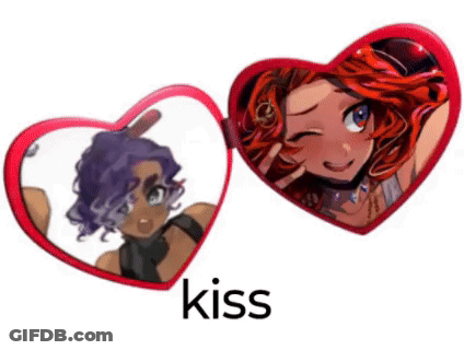 A Heart Shaped Mirror With A Picture Of A Girl And The Word Kiss On The Bottom GIF
