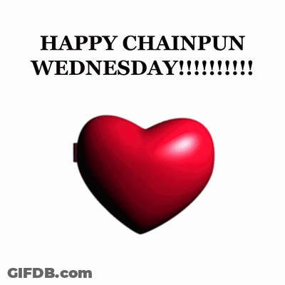 A Heart Shaped Mirror With A Picture Of A Man On It And The Words Happy Chainpun Wednesday GIF