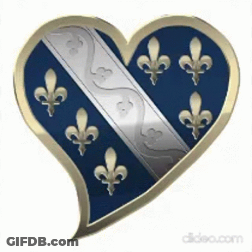 A Heart With Fleur De Lis Emblems On It GIF