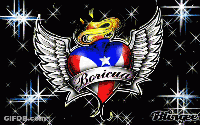 A Heart With The Word Boricua On It GIF