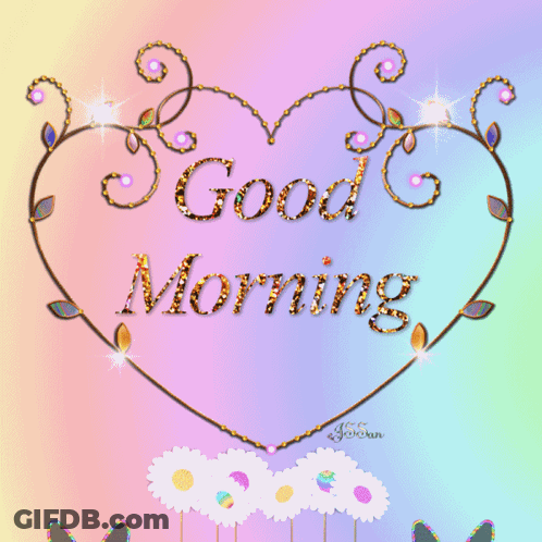 A Heart With The Words Good Morning Surrounded By Butterflies GIF