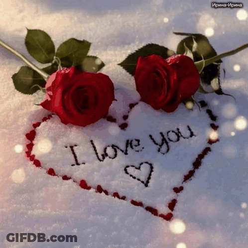 A Heart With The Words I Love You Written In The Snow GIF