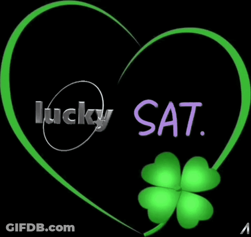 A Heart With The Words Lucky Sat And A Green Clover GIF