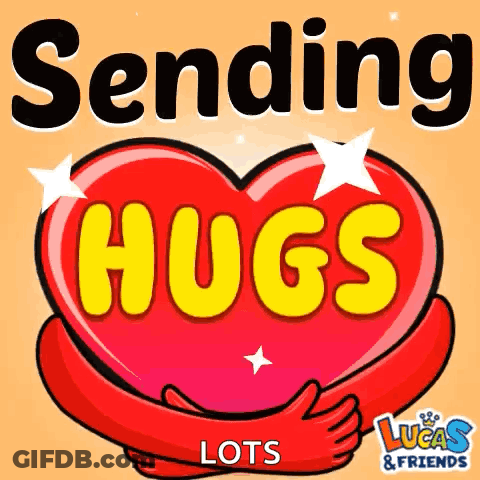 A Heart With The Words Sending Hugs On It GIF
