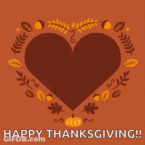 A Heart With The Words Thankful For You Surrounded By Leaves And Pumpkins GIF