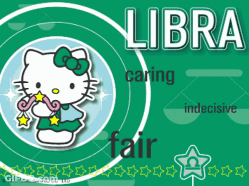 A Hello Kitty Sign That Says Libra Caring Indecisive And Fair GIF