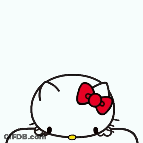 A Hello Kitty Sleeping On A Pink Blanket With The Words Good Night Written Above Her GIF