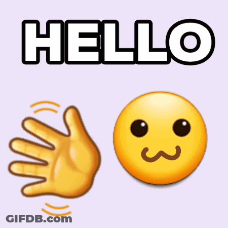 A Hello Sign With A Hand And Face GIF