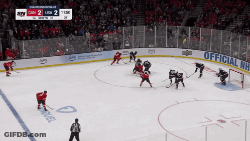 A Hockey Game Between Canada And The Usa Is Going On GIF