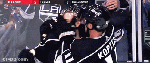 A Hockey Game Between The La Kings And The Hurricanes Is Underway GIF