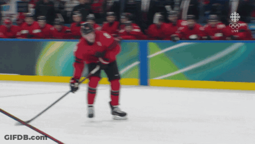 A Hockey Game Is Being Broadcast Live On The Cbc Network GIF