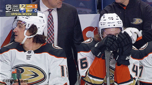 A Hockey Game Is Being Played Between The Ducks And The Buf GIF
