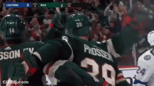 A Hockey Game Is Being Played Between The Wild And Lightning GIF