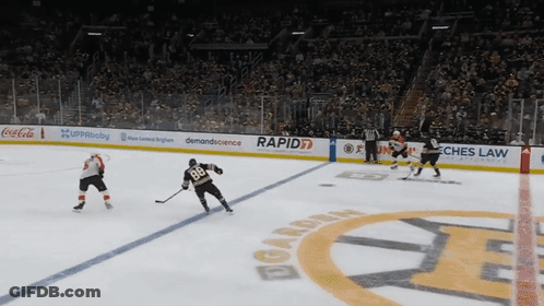 A Hockey Game Is Being Played In A Stadium Sponsored By Rapid7 GIF