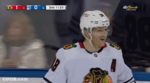 A Hockey Game Is Being Played In Chicago With A Score Of 1 To 0 GIF