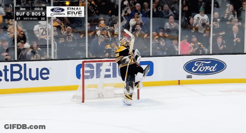 A Hockey Game Is Being Played In Front Of A Ford Ad GIF