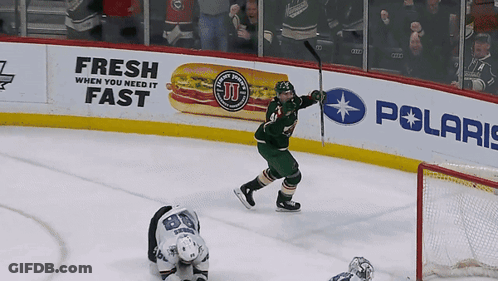 A Hockey Game Is Being Played In Front Of A Fresh When You Need It Sign GIF