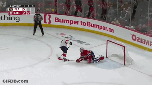 A Hockey Game Is Being Played In Front Of An Advertisement For Bumper To Bumper GIF