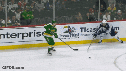 A Hockey Game Is Being Played In Front Of An Advertisement For Enterprise GIF