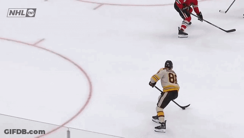 A Hockey Game Is Being Played In Front Of Jetblue Geico And Coca Cola Advertisements GIF