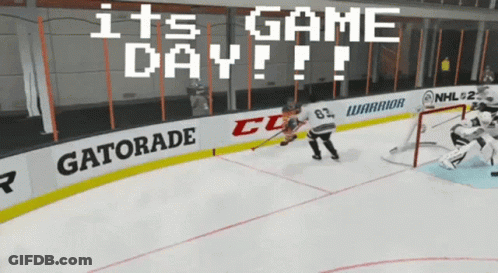 A Hockey Game Is Being Played On A Gatorade Banner GIF