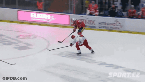 A Hockey Game Is Being Played On A Ice Rink With Advertisements For Eurom And Trix GIF