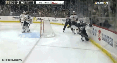 A Hockey Game Is Being Played On A Nbc Channel GIF